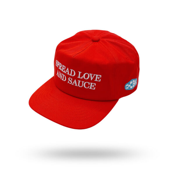 Spread Love and Sauce Red Cap from the sauce brand Brussels Ketjep. NOT THE MAGA HAT.